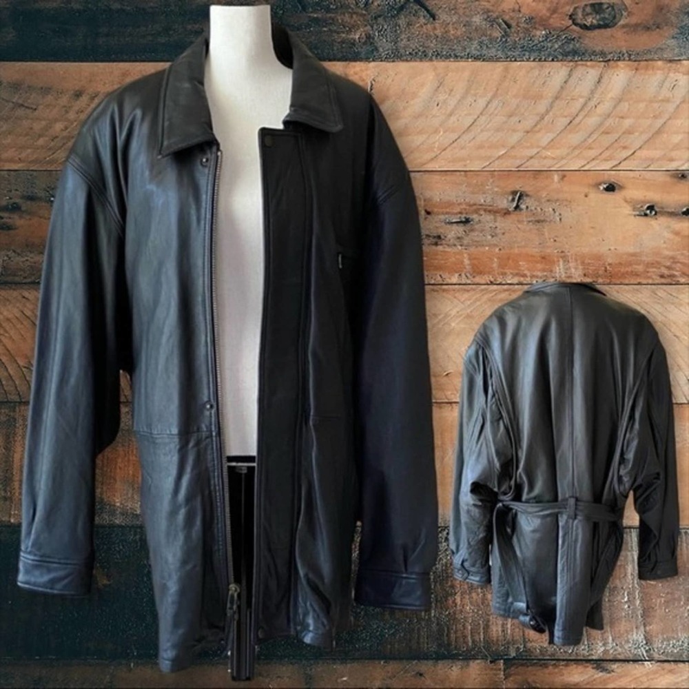 Bachrach Black 100% Lamb Leather Winter Trench Coat Size XXL New with tags